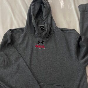 Under Armour Men's Dark Gray Hoodie with Red Logo